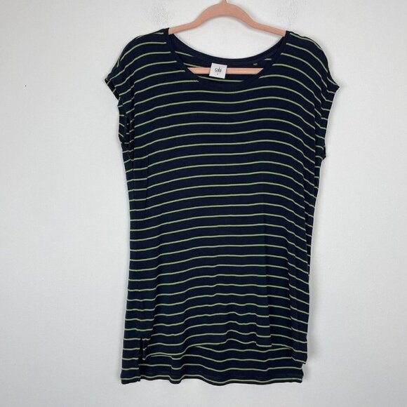 CABI Blue/Green Stripe Ibiza Sleeveless Jersey Knit Tunic Top Style 5333 Size S - Picture 1 of 6